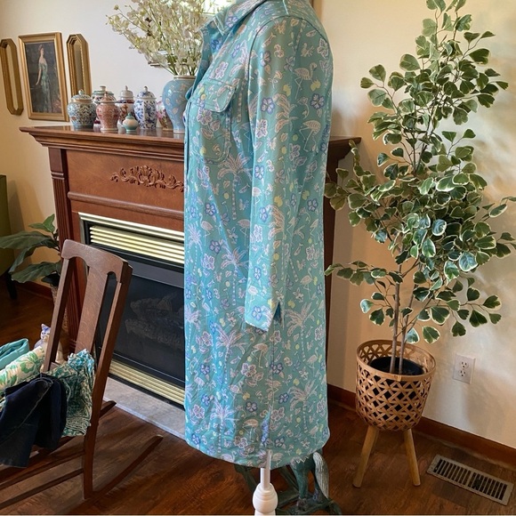 Vineyard Vines • Tropical Flamingo Floral 3/4 Sleeve Preppy Shirt Dress • Size S - Picture 5 of 8